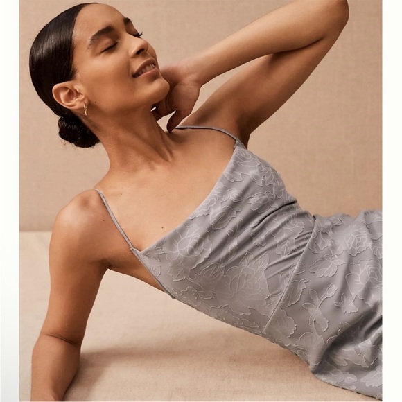 BHLDN Hutch Taye Midi Dress dove Gray Floral Slip Dress Size 4 - Picture 12 of 13